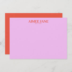 Carte De Correspondance Boutique De Luxe Gras Minimaliste Rose/Orange
