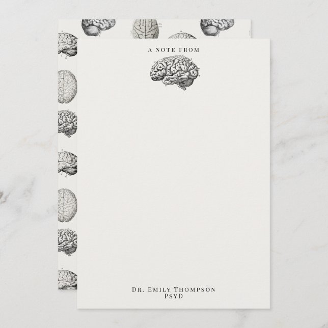 Carte De Correspondance Brain Anatomy Biology Illustrations Psychologist (Devant / Derrière)