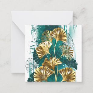 Carte De Correspondance Branche avec Feuilles d'or Ginko Biloba