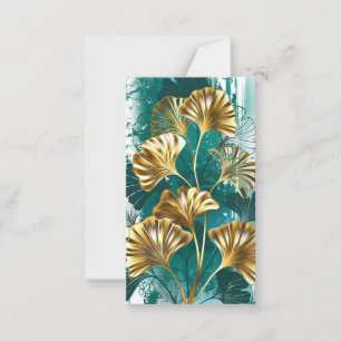 Carte De Correspondance Branche avec Feuilles d'or Ginko Biloba