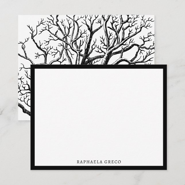 Carte De Correspondance Branches rustiques Abstraites en noir et blanc (Devant / Derrière)