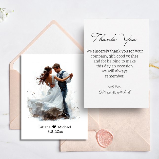Carte De Correspondance bride and groom budget thank you wedding (Créateur téléchargé)