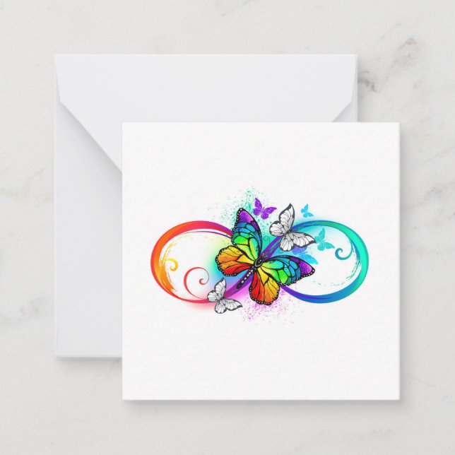Carte De Correspondance Bright infinity with rainbow butterfly (Devant)