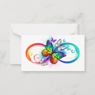 Carte De Correspondance Bright infinity with rainbow butterfly