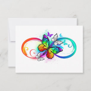 Carte De Correspondance Bright infinity with rainbow butterfly
