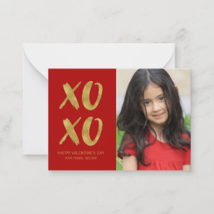 Carte De Correspondance Brosse Gold Foil XOXO Classroom Valentine Card