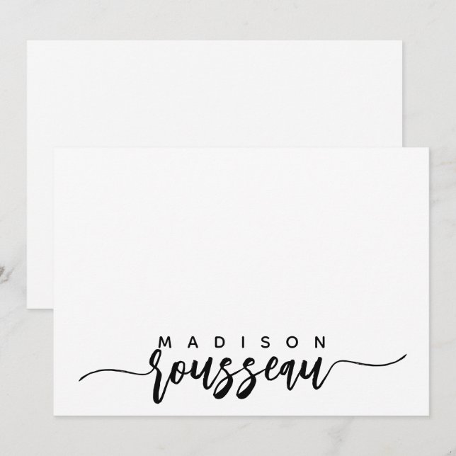 Carte De Correspondance Brosse noire moderne Nom du script Personnalisé (Devant / Derrière)