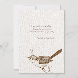 Carte De Correspondance Brown Bird Bereavement Merci Notes
