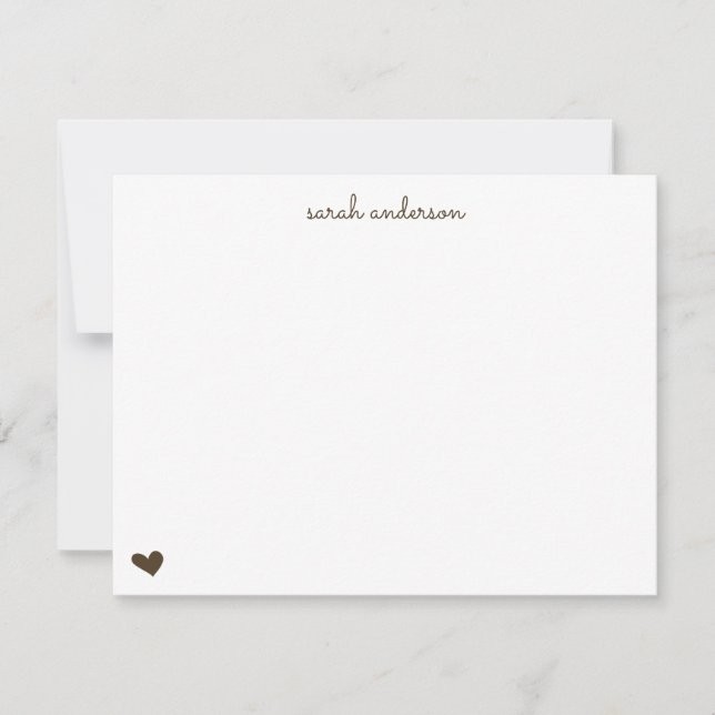 Carte De Correspondance Brown Doodle Heart Personalized Stationery (Devant)