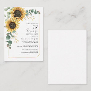 Carte De Correspondance Budget 75e anniversaire Sunflower Eucalyptus Party