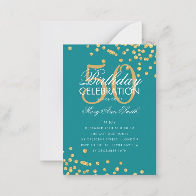 Carte De Correspondance Budget Anniversaire Parties scintillant Confetti G (Devant)