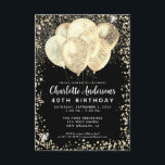 Carte De Correspondance Budget Black Gold Glam Parties scintillant Balloon<br><div class="desc">Glam Faux Gold Parties scintillant noire Sparkle Balloon élégant Invitation Anniversaire</div>