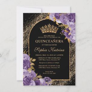 Carte De Correspondance Budget Black Violet Or Floral Quinceanera