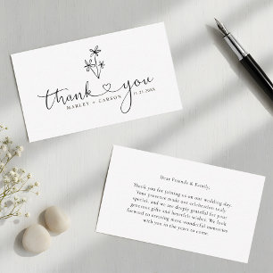 Carte De Correspondance Budget Boho Cœur Script Mariage Remerciement