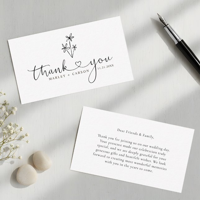Carte De Correspondance Budget Boho Cœur Script Mariage Remerciement (Créateur téléchargé)