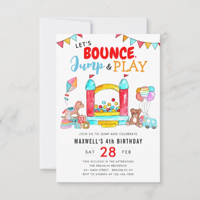 Carte De Correspondance Budget Bounce Jump Jouer aux enfants Trampoline An (Devant)