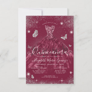 Carte De Correspondance Budget Bourgogne Parties scintillant argent Gown Q