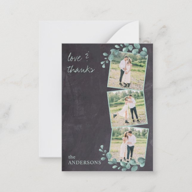 Carte De Correspondance Budget Chalkboard Green Photo Mariage Merci (Devant)