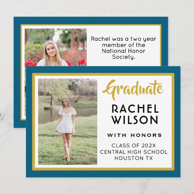 Carte De Correspondance Budget Custom Photos Graduation Announcement Card (Devant / Derrière)
