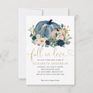 Carte De Correspondance Budget Fall Love Blue Floral Citrouille Fête des m