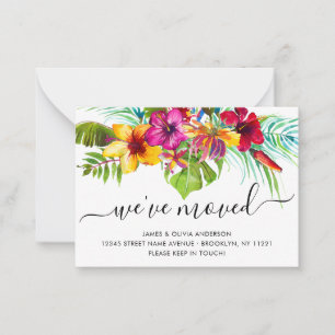 Carte De Correspondance Budget Feuilles tropicaux Nous avons déménagé Nouv