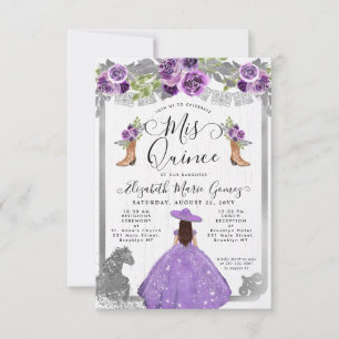 Carte De Correspondance Budget Floral Purple Argent Charra Quinceanera