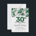 Carte De Correspondance Budget Green Silver Balloon Parties scintillant 30<br><div class="desc">Glam moderne Emerald Green Balloon Parties scintillant étincelante étincelle à tout âge Anniversaire Invitation</div>