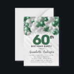 Carte De Correspondance Budget Green Silver Balloon Parties scintillant 60<br><div class="desc">Glam moderne Emerald Green Balloon Parties scintillant étincelante étincelle à tout âge Anniversaire Invitation</div>