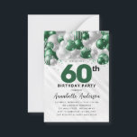 Carte De Correspondance Budget Green Silver Balloon Parties scintillant 60<br><div class="desc">Glam moderne Emerald Green Balloon Parties scintillant étincelante étincelle à tout âge Anniversaire Invitation</div>