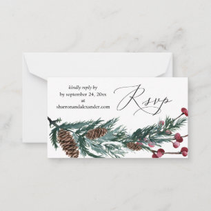 Carte De Correspondance Budget Hiver Pine Cône & Berry 2SM Repas RSVP Note