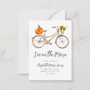 Carte De Correspondance Budget J'ai déménagé Citrouille Tournesol Bicycle