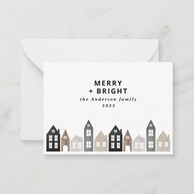 Carte De Correspondance budget Japandi Noël Nordique maisons design (Devant)