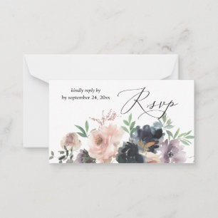 Carte De Correspondance Budget Lavande, Marine, Rose Floral 2SM Repas RSVP