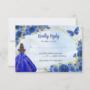 Carte De Correspondance Budget Marine Blue Gold Parties scintillant Floral