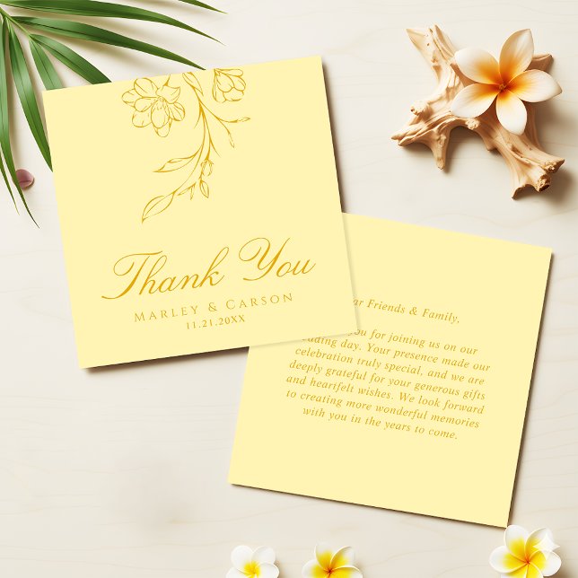 Carte De Correspondance Budget Minimal Butter Yellow Wedding Thank You (Créateur téléchargé)