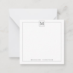 Carte De Correspondance BUDGET moderne Noir initial Monogramme Carré front