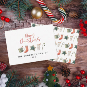 Carte De Correspondance budget Noël biscuit boissons sucre de canne jour f