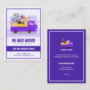 Carte De Correspondance Budget Nous avons déménagé un camion violet sur la