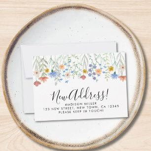 Carte De Correspondance Budget Nouvelle adresse Fleurs sauvages de déplace