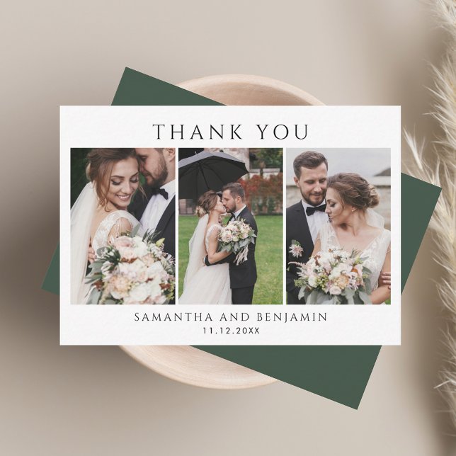 Carte De Correspondance Budget Nouvelles mariées Mariage Photo Collage Mer (Budget Newlyweds Wedding Photo Collage Thank You Note Card)