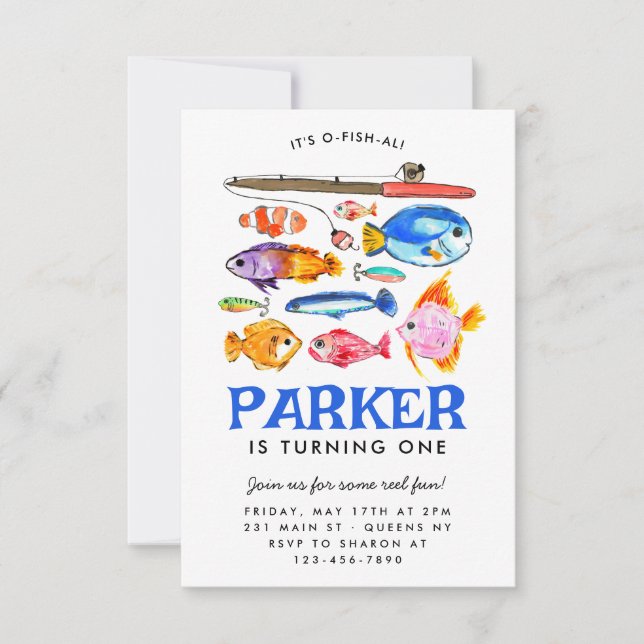 Carte De Correspondance Budget O-Fish-al Reel Amusants Pêche de poisson An (Devant)