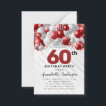 Carte De Correspondance Budget Parties scintillant de ballons d'argent rou<br><div class="desc">Glam Bourgogne Rouge Argent Parties scintillant Étincelle N'Importe Quel Âge Anniversaire Invitation</div>