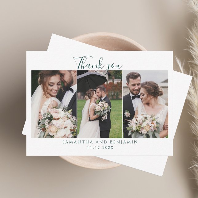 Carte De Correspondance Budget Photo Collage Mariage Merci (Modern Photo Collage Wedding Thank You Note Card)