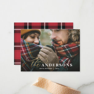 Carte De Correspondance budget plaid back1 photo Christmas Holiday Card