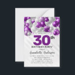 Carte De Correspondance Budget Purple Silver Balloon Parties scintillant 3<br><div class="desc">Glam moderne violet violet argenté Parties scintillant de ballon étincelant n'importe quel âge Anniversaire Invitation</div>