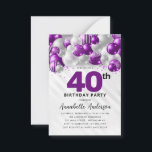 Carte De Correspondance Budget Purple Silver Balloon Parties scintillant 4<br><div class="desc">Glam moderne violet violet argenté Parties scintillant de ballon étincelant n'importe quel âge Anniversaire Invitation</div>
