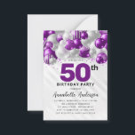 Carte De Correspondance Budget Purple Silver Balloon Parties scintillant 5<br><div class="desc">Glam moderne violet violet argenté Parties scintillant de ballon étincelant n'importe quel âge Anniversaire Invitation</div>