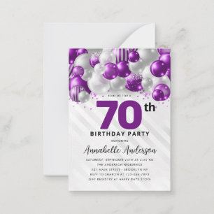 Carte De Correspondance Budget Purple Silver Balloon Parties scintillant 7