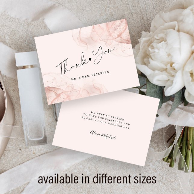 Carte De Correspondance Budget rose or blush mariage moderne merci (Créateur téléchargé)