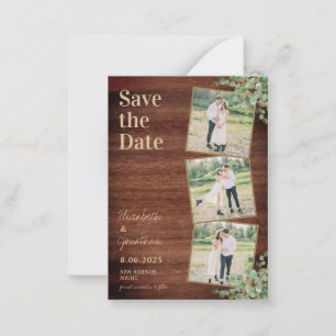 Carte De Correspondance Budget Rustic 3 Photo Mariage Enregistrer La Date